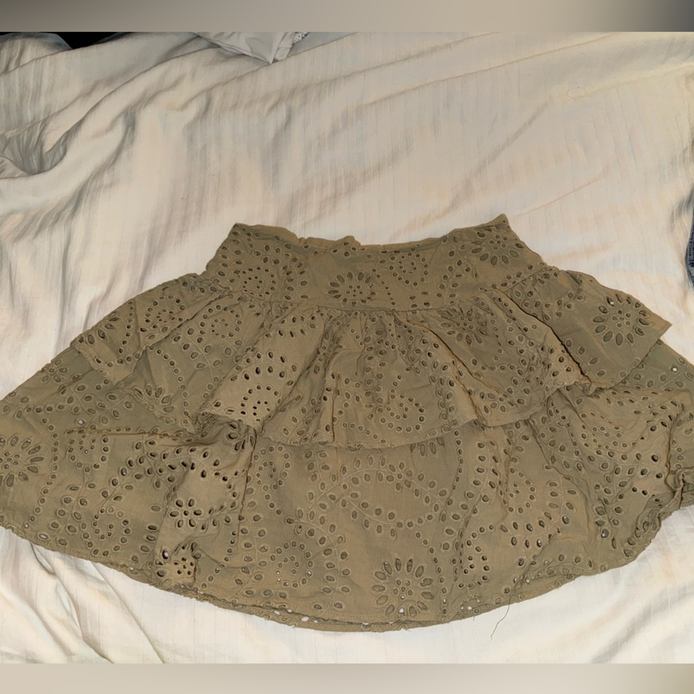Olive Green Eyelet Skirt